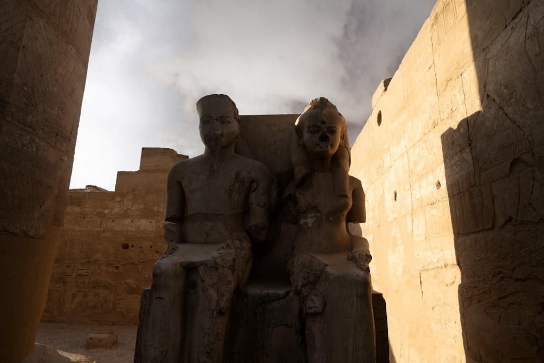 couple exploring ancient ruins