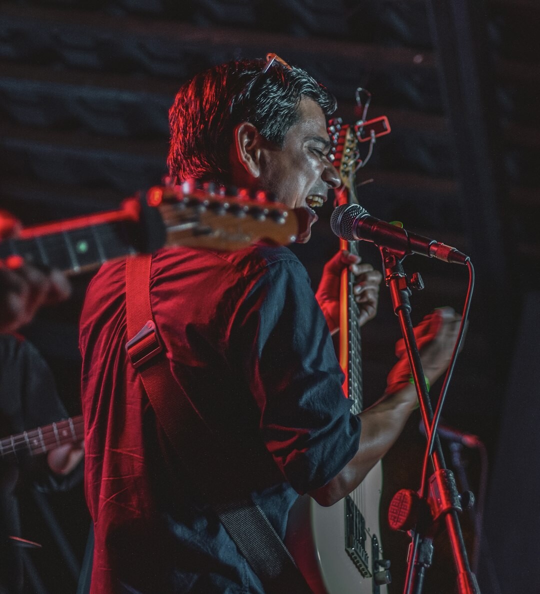 Portrait of a Chilean musician with a guitar