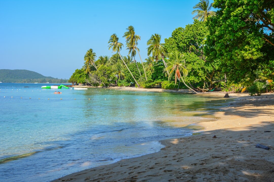 celebrity on tropical island beach